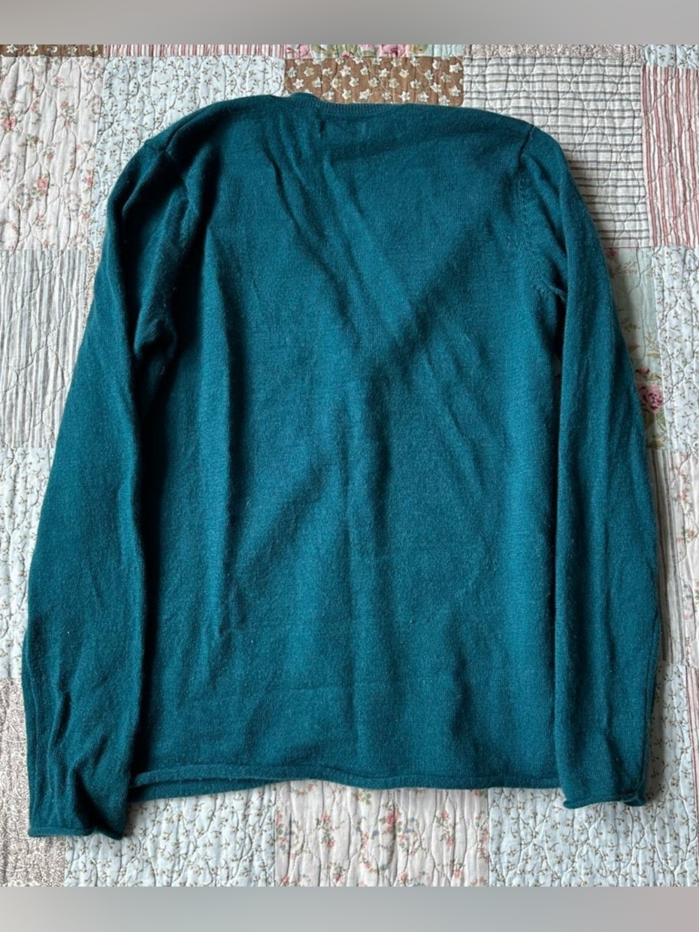 Weeds teal/turquoise merino wool button-up cardigan - Picture 3 of 6